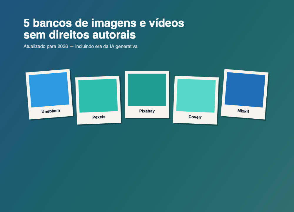 5 bancos de imagens e vídeos sem direitos autorais para curso EAD em 2026
