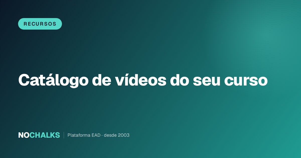 Catálogo de vídeos do curso: organize como a Netflix