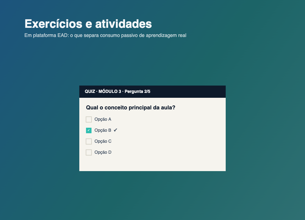 Plataforma EAD e área de membros com exercícios e atividades
