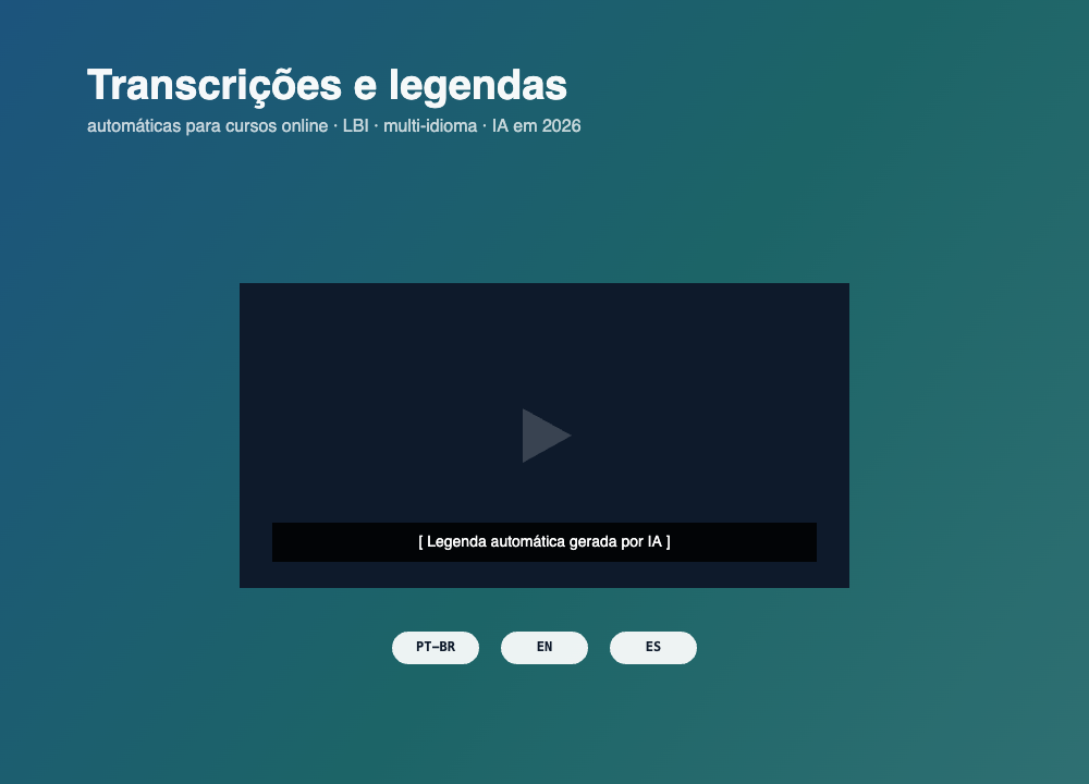 Transcrições e legendas automáticas para cursos online