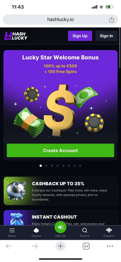 HashLucky Casino Registration Process 11
